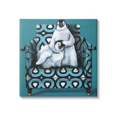 Stupell Industries Pair Penguins Relaxing Head Pat Patterned Sofa Chair Oversized Stretched Canvas Wall Art By Kamdon K In Blue;black;white