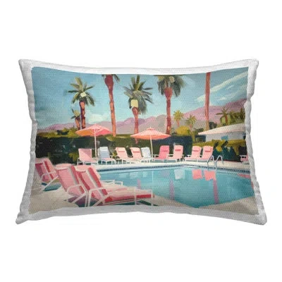 Stupell Industries Palm Springs Swimming Pool Outdoor Printed Pillow By Arlington Prints In Blue
