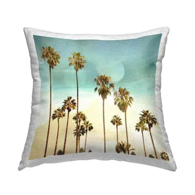 Stupell Industries Palm Tree Beach Sky Outdoor Printed Pillow By Devon Davis In Blue