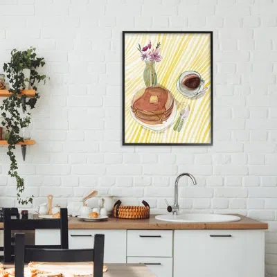Stupell Industries Pancake Breakfast Table Framed Giclee, Design By Josi Opolenstisima In Midnight Black Framed Giclee