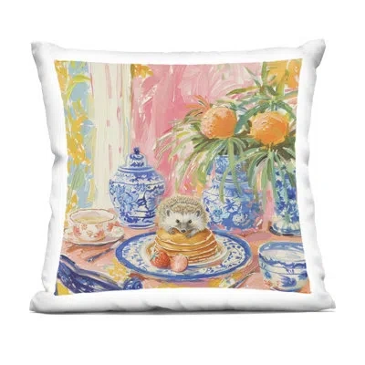 Stupell Industries Pancakes Stack & Hedgehog Design By Lsr Design Studio Throw Pillow In Blue