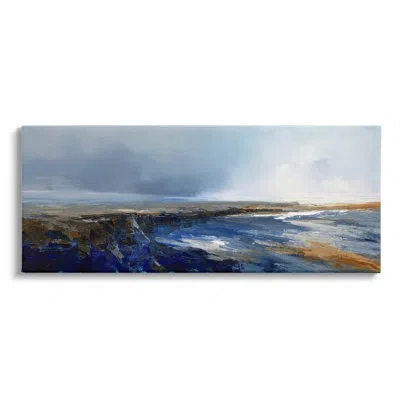 Stupell Industries Panoramic Cloudy Sea Landscape Canvas Wall Art By Patrick Dennis In Blue;gray