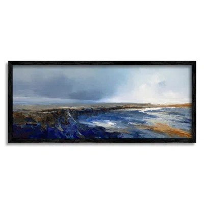 Stupell Industries Panoramic Cloudy Sea Landscape Framed Giclee Art By Patrick Dennis In Midnight Black Framed Giclee