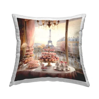 Stupell Industries Parisian Desserts View Outdoor Printed Pillow By Rb In Tan