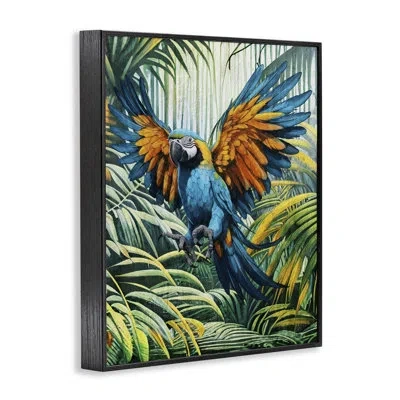 Stupell Industries Parrot In Flight Framed Giclee Art By Karen Smith In Midnight Black Framed Giclee