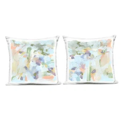 Stupell Industries Pastel Abstract Expressions Design By June Erica Vess  Outdoor Printed Pillow (set Of 2) In Blue