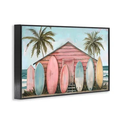 Stupell Industries Pastel Boards Against Cabin Framed Giclee, Design By Lsr Design Studio In Midnight Black Framed Giclee