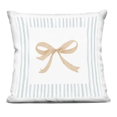 Stupell Industries Pastel Bow In Striped Border Decorative Printed Throw Pillow Design By Patricia Pinto In Beige