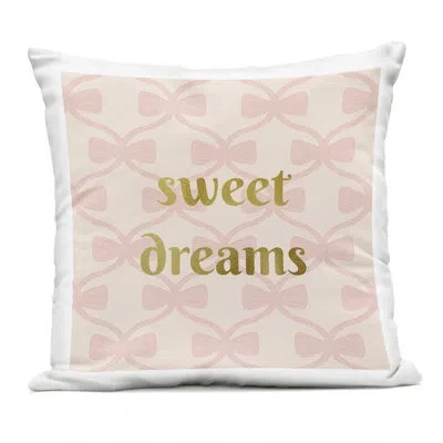 Stupell Industries Pastel Bows & Sweet Dreams Design By Sazerelli Designs Outdoor Printed Pillow In Pink