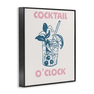 Stupell Industries Pastel Cocktail O'clock Framed Giclee Art, Design By Seven Trees Design In Midnight Black Framed Giclee