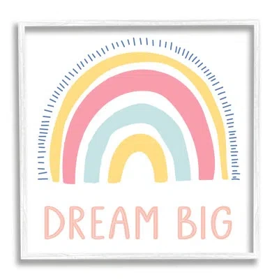 Stupell Industries Pastel Dream Big Rainbow By Lsr Design Studio In Coastal White Framed Giclee