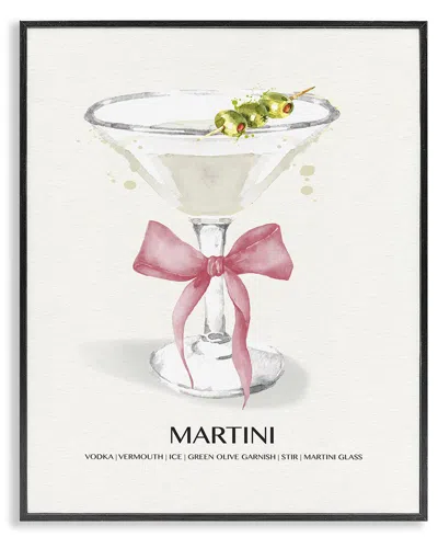 Stupell Industries Pastel Martini With Bow Framed Giclee Art In Multi