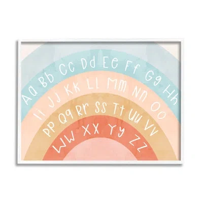 Stupell Industries Pastel Rainbow Alphabet By Lil' Rue Single Picture Frame Print On Canvas In Coastal White Framed Giclee