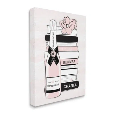 Stupell Industries Pastel Stacked Books Champagne Polished Glam Emblem By - On In Wrapped Canvas