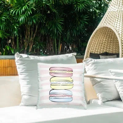 Stupell Industries Pastel Stacked Macarons Printed Outdoor Throw Pillow Design By Martina Pavlova In Pink