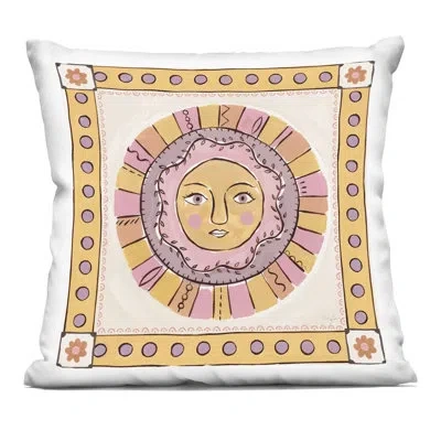 Stupell Industries Pastel Sun Face With Border Decorative Printed Throw Pillow, Design By Two If By Sea Studios In Yellow,purple