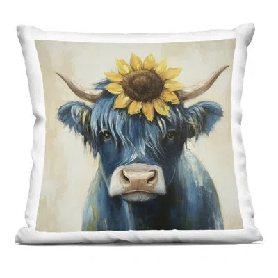 Stupell Industries Pastoral Sunflower Highland Decorative Printed Throw Pillow, Design By Tina Lecour, 18 X 7 X 18 In Blue