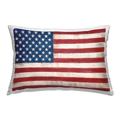 Stupell Industries Patriotic American Flag Outdoor Printed Pillow By Ruane Manning In Blue;white;red