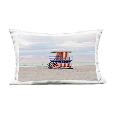 Stupell Industries Patriotic Lifeguard Hut Design By Seven Trees Design Outdoor Printed Pillow In Red