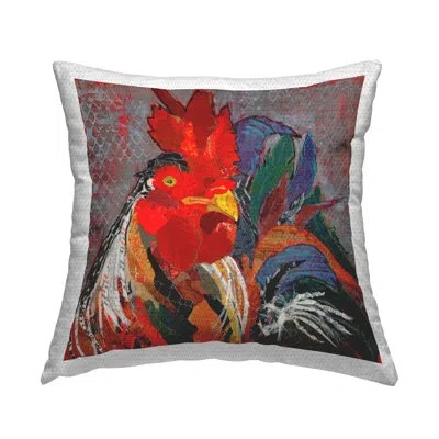 Stupell Industries Patterned Collage Rooster Outdoor Printed Pillow By Violet Davenport In Red