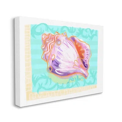 Stupell Industries Patterned Conch Seashell Illustration Nautical Sea Life Canvas Wall Art By Unknown In Wrapped Canvas