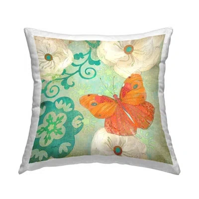 Stupell Industries Patterned Floral Butterfly Blossom Printed Throw Pillow Design By Evelia Designs
