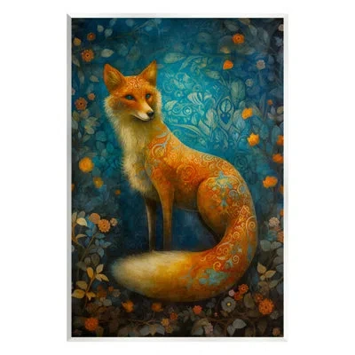 Stupell Industries Patterned Forest Fox Wall Plaque Art Design By Lsr Design Studio In Blue