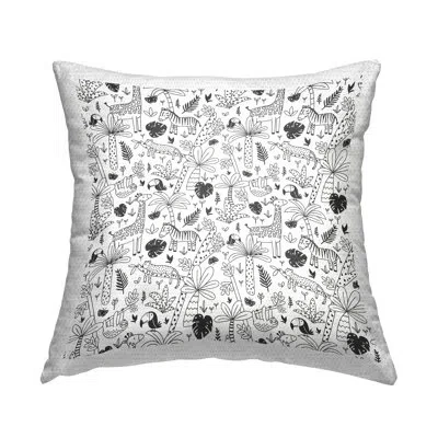 Stupell Industries Patterned Safari Animals Casual Nursery Outdoor Printed Pillow By Lisa Perry In Black;gray