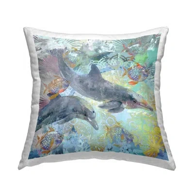 Stupell Industries Patterned Swimming Aquatic Dolphins Printed Throw Pillow Design By Evelia Designs