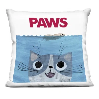 Stupell Industries Paws Cat Movie Parody Decorative Printed Throw Pillow Design By Angie Rozelaar In Blue