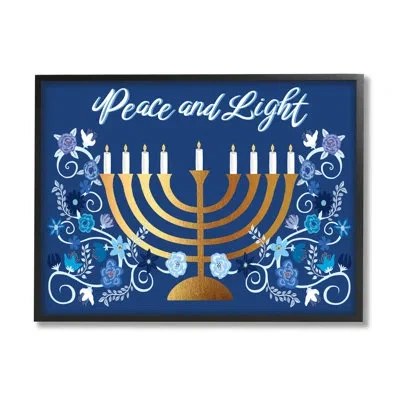 Stupell Industries Peace & Light Floral At-166 In Midnight Black Framed Giclee