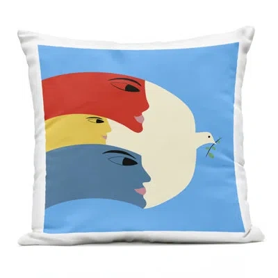 Stupell Industries Peaceful Dove With Faces Design By Carrie Cantwell Outdoor Printed Pillow In Blue