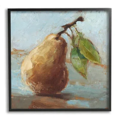 Stupell Industries Pear Fruit Kitchen Painting On Wood By Ethan Harper Painting In Midnight Black Framed Giclee
