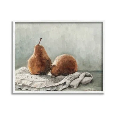 Stupell Industries Pears On Blanket Painting Framed Giclee Art By Marian Parsons In Coastal White Framed Giclee