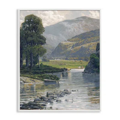 Stupell Industries Pebbled Creek Terrain Giclee Art By Stellar Design Studio In Coastal White Framed Giclee