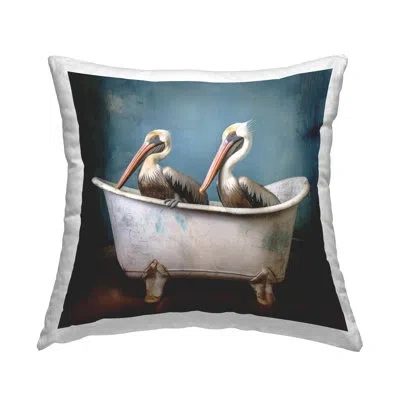 Stupell Industries Pelican Bath Time Decorative Printed Throw Pillow Design By Lazar Studio In Blue