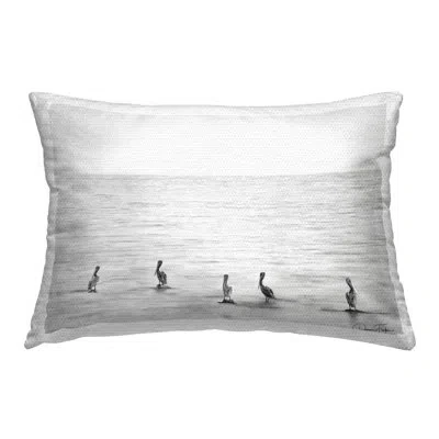 Stupell Industries Pelicans On Shore Printed Outdoor Throw Pillow Design By Dennis Frates In Gray