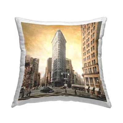 Stupell Industries People Strolling City Decorative Printed Throw Pillow Design By Matthew Daniels In Yellow