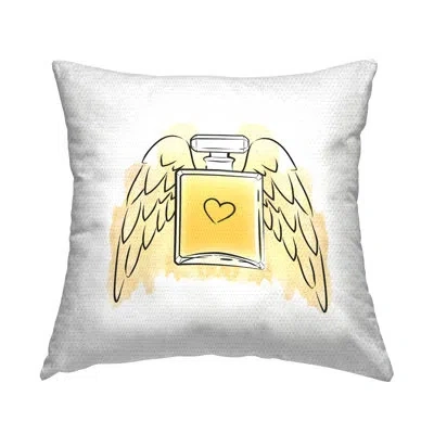 Stupell Industries Perfume With Angel Wings Outdoor Printed Pillow By Martina Pavlova In Yellow