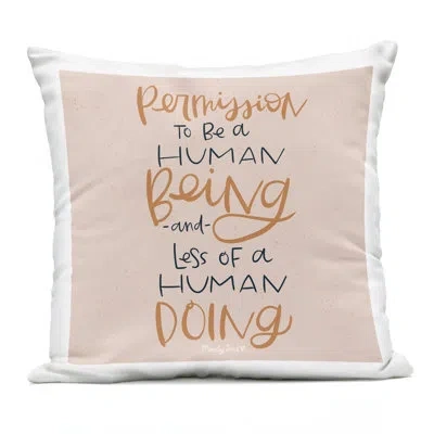 Stupell Industries Permission To Be Human Design By Mandy Ford Art + Illustration Outdoor Printed Pillow In Orange