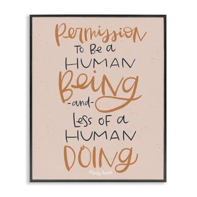 Stupell Industries Permission To Be Human Framed Giclee, Design By Mandy Ford Art + Illustration In Midnight Black Framed Giclee