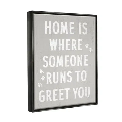 Stupell Industries Pet Parents Home Sentiment Animal Paw By Daphne Polselli - Floater Frame Textual Art On Canvas In Jet Black Floater Frame
