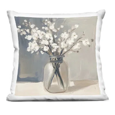 Stupell Industries Petals In Glass Vase Decorative Printed Throw Pillow Design By Mona Grace In Beige