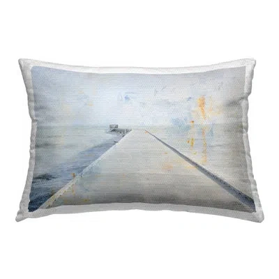 Stupell Industries Pier View Distressed Accents Outdoor Printed Pillow By Deborah Revell In Blue