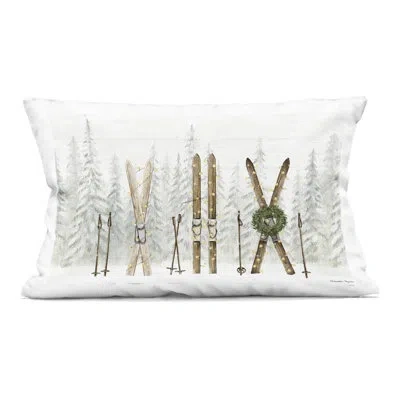Stupell Industries Pine Lodge Ski Motif Decorative Printed Throw Pillow, Design By Danielle Murray In Green