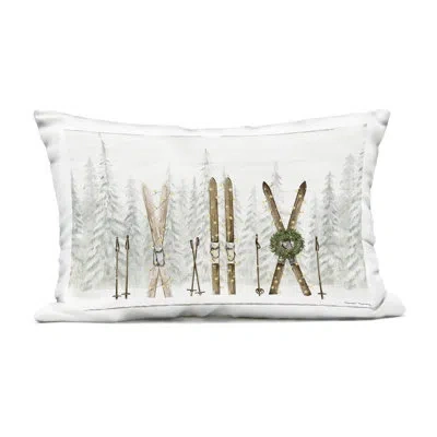 Stupell Industries Pine Lodge Ski Motif Outdoor Printed Pillow, Design By Danielle Murray In Green