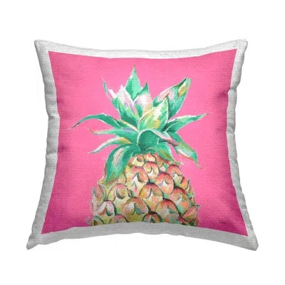 Stupell Industries Pineapple On Pink Outdoor Printed Pillow By Patricia Pinto