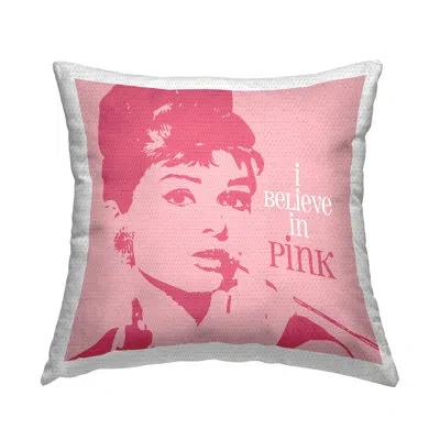 Stupell Industries Pink Audrey Hepburn Pop Style Actress Outdoor Printed Pillow By Amy Brinkman In White;pink