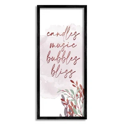 Stupell Industries Pink Bathroom Words By Kim Allen Single Picture Frame Print On Canvas In Midnight Black Framed Giclee
