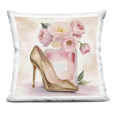 Stupell Industries Pink Beauty Heel & Flowers Decorative Printed Throw Pillow, Design By Kim Allen